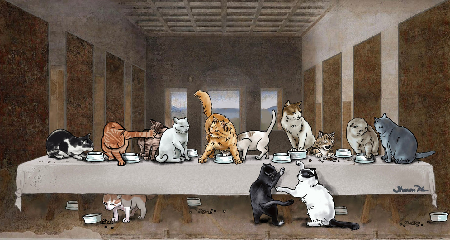 Cat version of the last supper