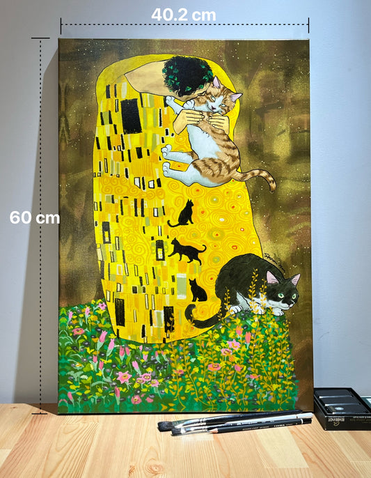 無框畫- 如果給貓一個克林姆的吻
